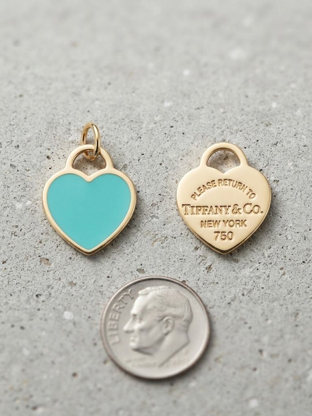 Authentic Tiffany & Co. 18K Yellow Gold Enamel Mini Heart Charm